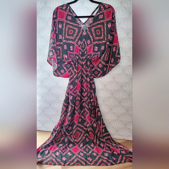 RUJUTA SHETH 🔸 ANTHROPOLOGIE Geometric Print Caftan Dress - Picture 2 of 5